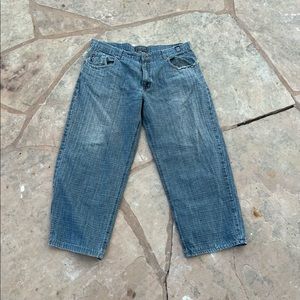 Versace Courture Signature 1990's Y2K Baggy Wide Leg Gridded Jeans